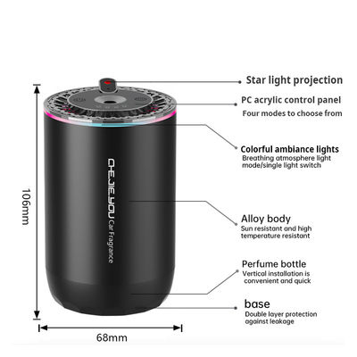 LED licht auto aromatherapie machine met aluminium legering ABS elektronische componenten