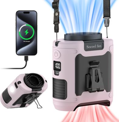 Socool Fan Draagbare 10000mAh Clip Waist Fan SOS LED Light Type-C Outdoor Super Wind Super Quiet Multifunction Table Fan