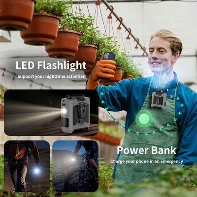 0.5 pond Socool ventilator 10000mAh Mini Super Wind oplaadbare ventilator Super stil noodstroomclip Waist ventilator met SOS LED licht