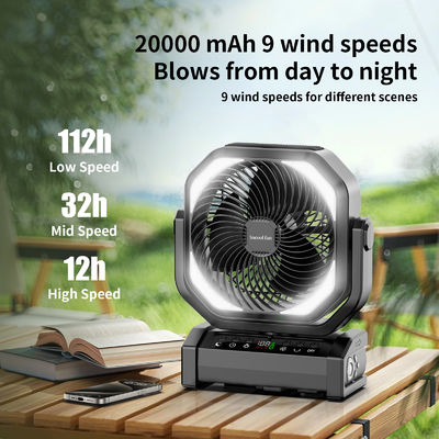 Socool Fan 20000mAh 9 Speed Control Outdoor Camping Fan Draagbare multifunctionele noodstroom ventilator