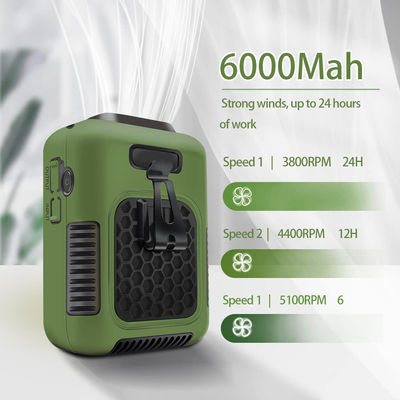 Socool Fan 6000mAh Blijf koel onderweg met onze oplaadbare ventilator in groen oranje grijs type-c stroombron