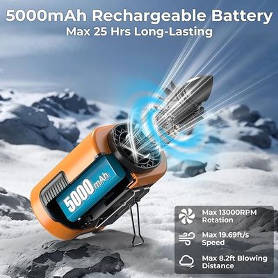 Socool Fan 4000mAh Clip Waist Fan Oranje Zwart Multifunctionele Draagbare Fan Met ABS Lichaam Silicone Jacket Manganese Steel Hook Manganese Steel Bracket